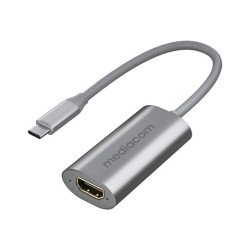 Mediacom - Convertitore interfaccia video - USB-C (M) a HDMI (F) - alluminio - supporta 4K 60 Hz